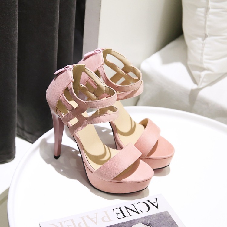 High Heel Peep Toe Sandals with Platform and Zipper - Image 4