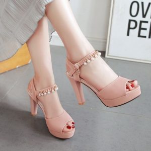 Sweet Low-Top Platform Sandals with Chunky Heel and Metal Decoration - Style q.html