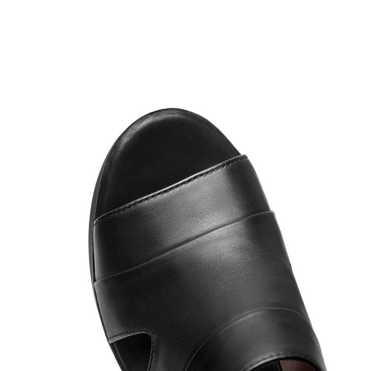 Women's Low Wedge Slippers in Top Grain Leather - Image 2